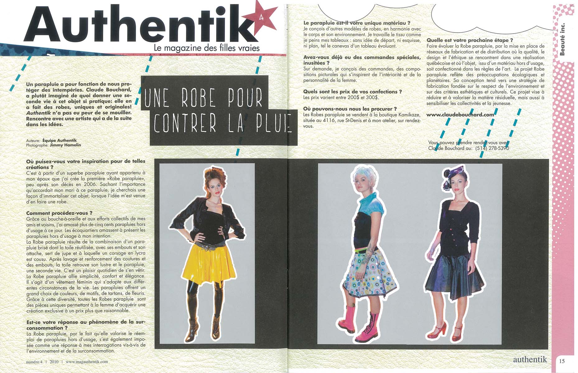 2010 Authentik, no 4, « Une robe pour contrer la pluie », Équipe Authentik